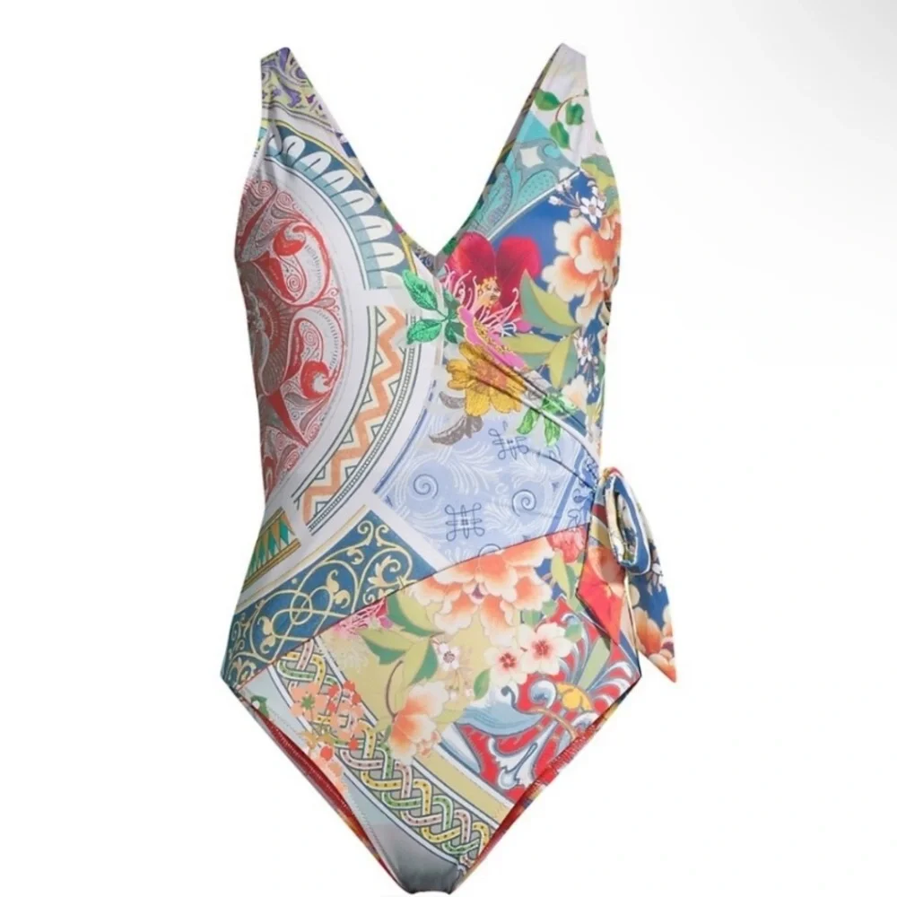 JOHNNY WAS California Mixi one piece swimsuit wrap style multicolor size XS - Picture 9 of 9